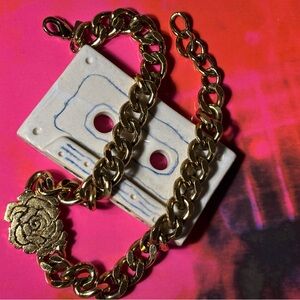 28 karat gold dipped chain necklace with rose